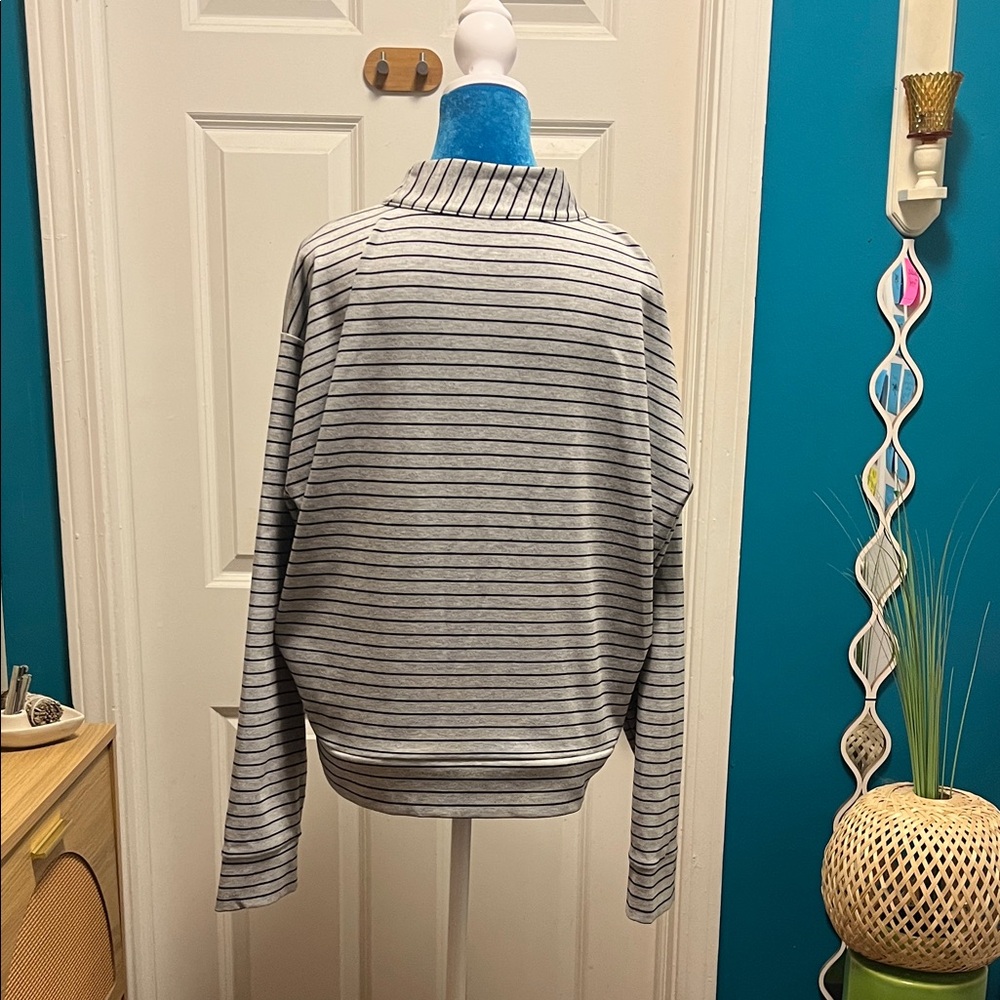 Striped Gray Mock Turtleneck - Picture 3 of 6